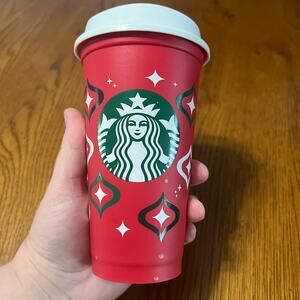 Starbucks Winter 2023 Red Cup Day Plastic Cup w/ Lid Christmas Ornaments